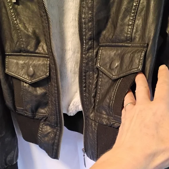 Juniors faux leather biker jacket bomber jacket - Picture 6 of 10